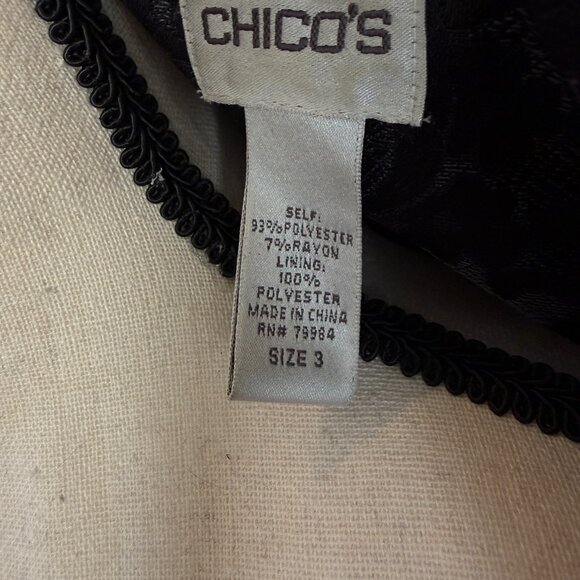 Chico's Black Textured Jacquard Blazer Jacket Size 3, Single Button - Picture 8 of 10